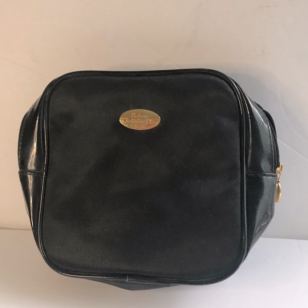 Christian Dior Parfums Zippy Around Cosmetic Bag Makeup Tote Travel Nylon Boxy